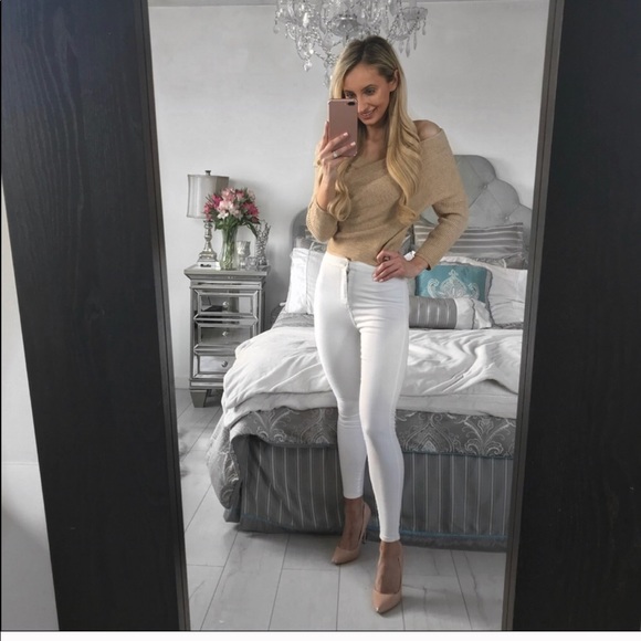 American Apparel High Waist Skinny Jeans in White - Picture 6 of 7